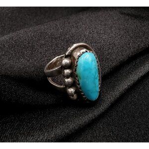 Vintage Native American Genuine Turquoise Sterling Silver 925 Ring